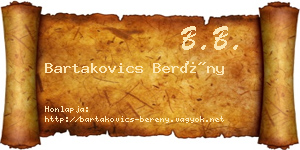 Bartakovics Berény névjegykártya
